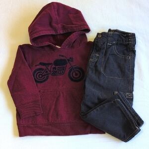 gymboree hoodie sweatshirt & cotton cargo pants outfit set 18-24 months baby boy